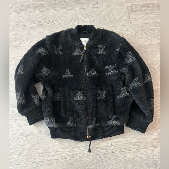 Max Mara Sax Teddy Alpaca Blend Bomber Jacket Size 6 $2965 - Picture 1 of 10